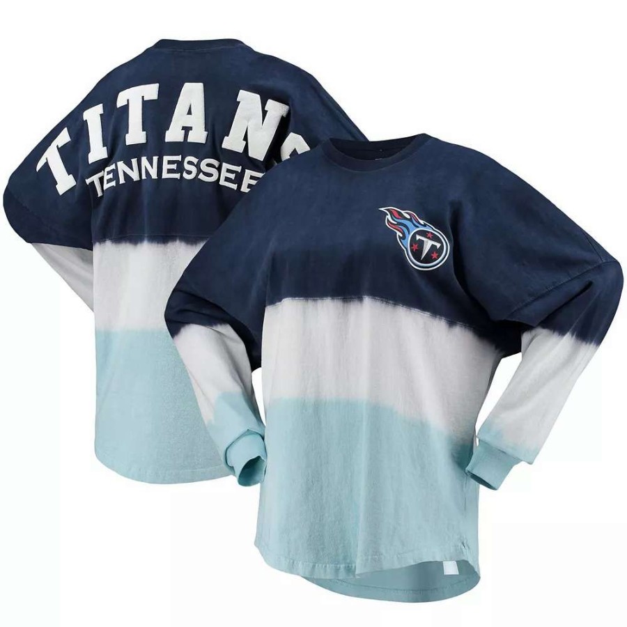 Tops * | Women'S Fanatics Branded Navy/Light Blue Tennessee Titans Ombre Long Sleeve T-Shirt