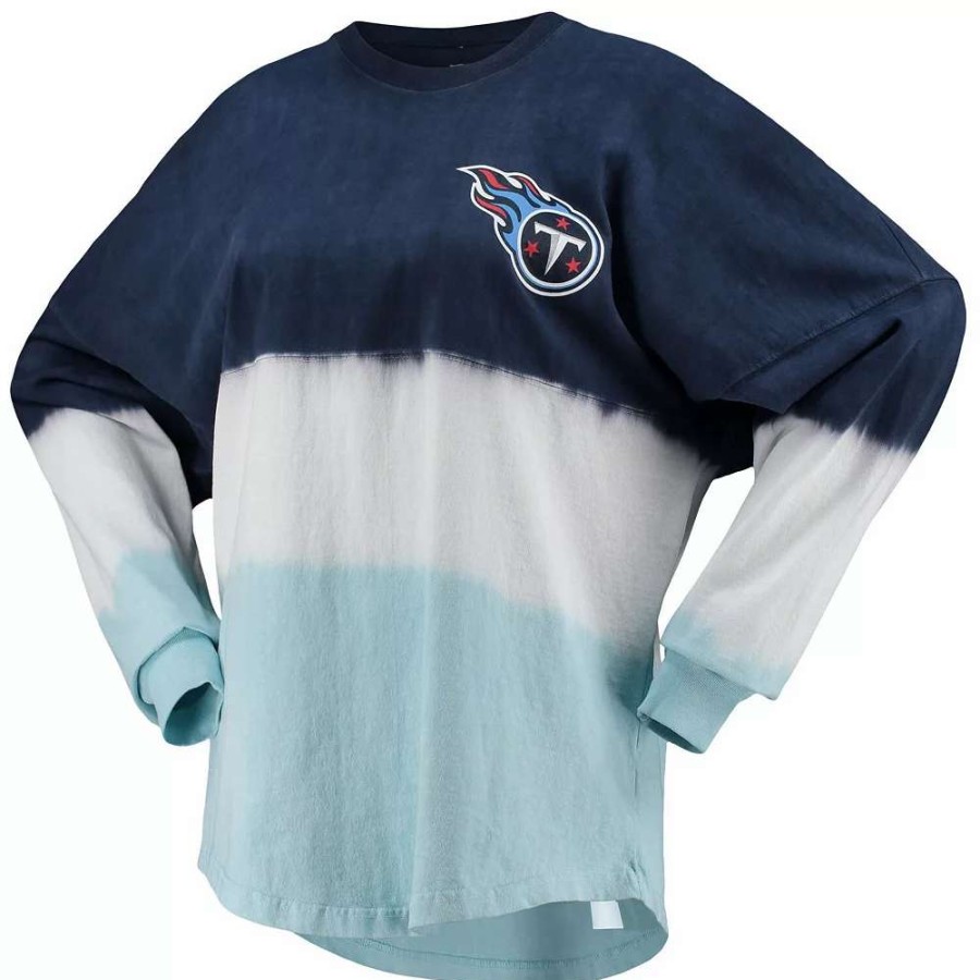 Tops * | Women'S Fanatics Branded Navy/Light Blue Tennessee Titans Ombre Long Sleeve T-Shirt