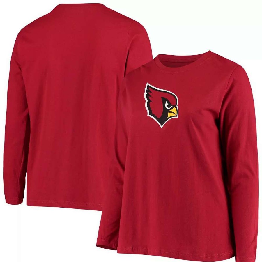 Tops * | Women'S Fanatics Branded Cardinal Arizona Cardinals Plus Size Primary Logo Long Sleeve T-Shirt