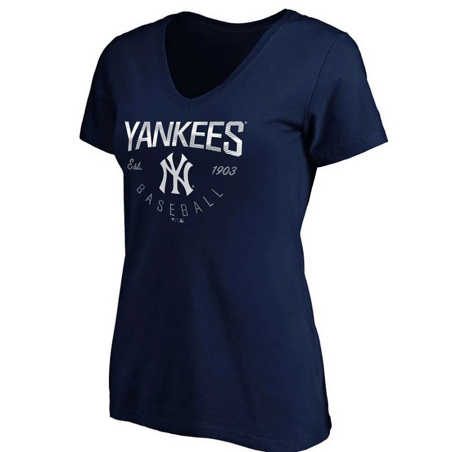 Tops * | Women'S Fanatics Branded Navy New York Yankees Plus Size Live For It Crossover V-Neck T-Shirt