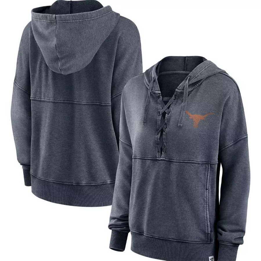 Tops * | Women'S Fanatics Branded Heathered Charcoal Texas Longhorns Overall Speed Lace-Up Pullover Hoodie