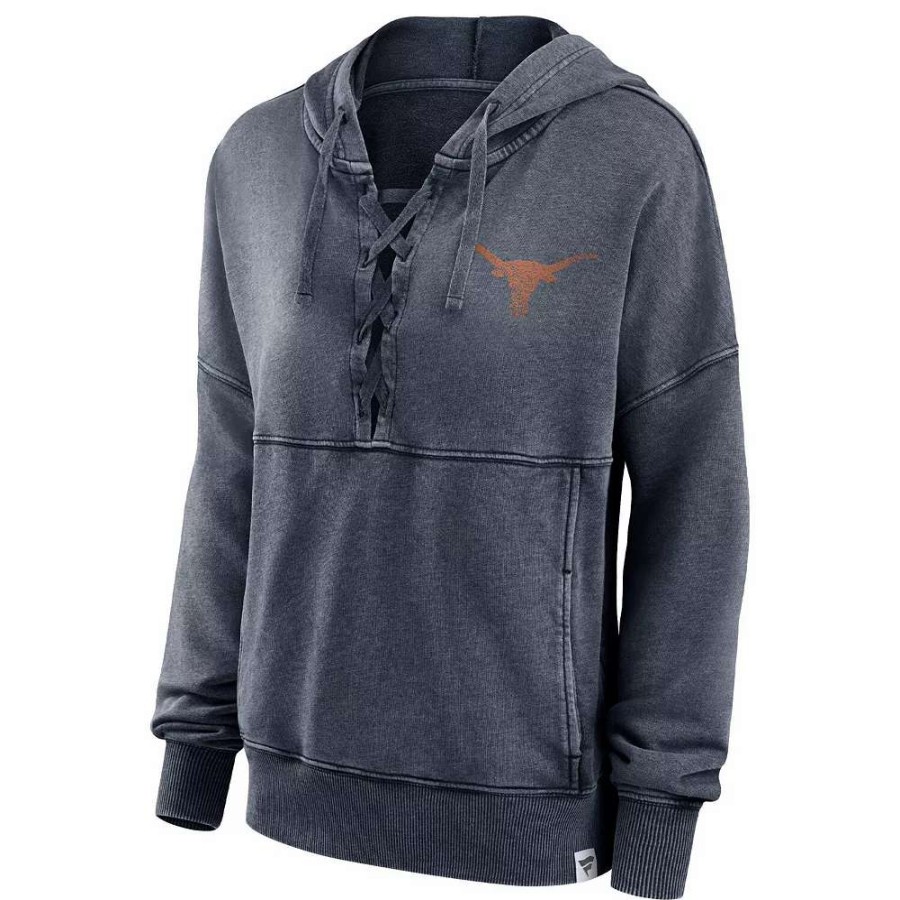 Tops * | Women'S Fanatics Branded Heathered Charcoal Texas Longhorns Overall Speed Lace-Up Pullover Hoodie