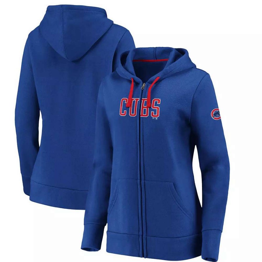 Tops * | Women'S Fanatics Branded Royal Chicago Cubs Primary Logo Team Block Full-Zip Hoodie