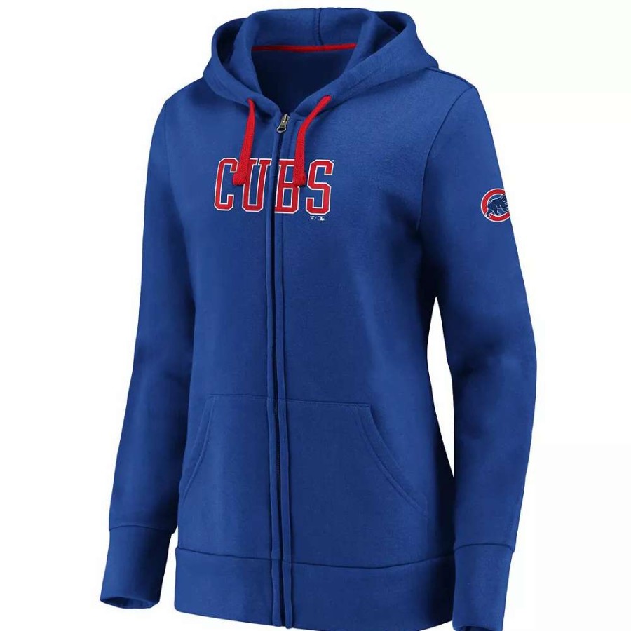 Tops * | Women'S Fanatics Branded Royal Chicago Cubs Primary Logo Team Block Full-Zip Hoodie