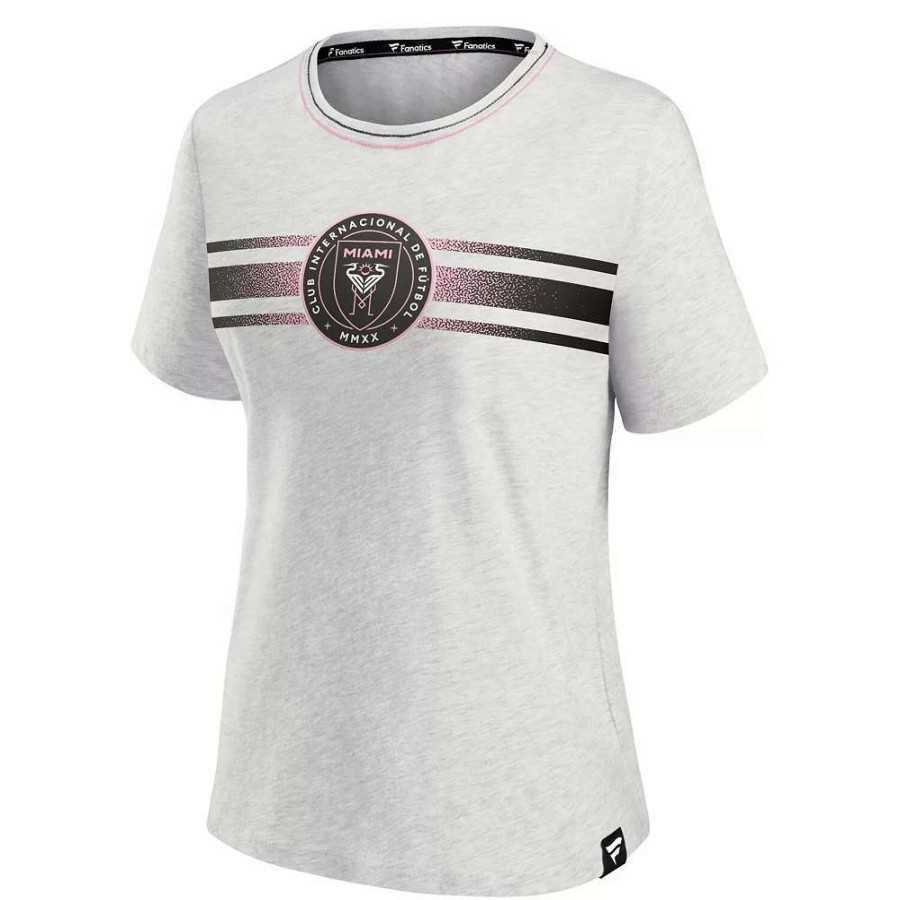 Tops * | Women'S Fanatics Branded Heathered Gray Inter Miami Cf High Hip Graphic T-Shirt