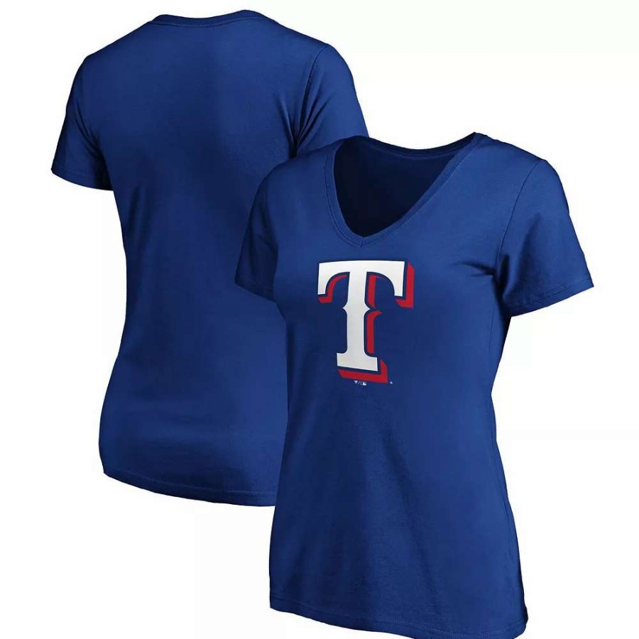 Tops * | Women'S Fanatics Branded Royal Texas Rangers Core Official Logo V-Neck T-Shirt