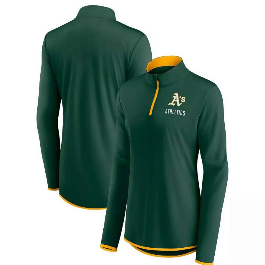 Outerwear * | Women'S Fanatics Branded Green Oakland Athletics Worth The Drive Quarter-Zip Jacket