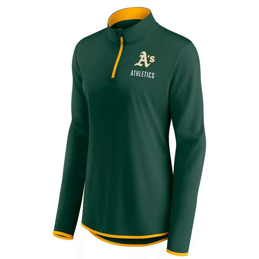 Outerwear * | Women'S Fanatics Branded Green Oakland Athletics Worth The Drive Quarter-Zip Jacket