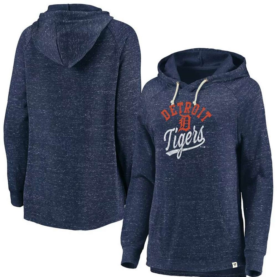 Tops * | Women'S Fanatics Branded Navy Detroit Tigers Faded Script Raglan Pullover Hoodie