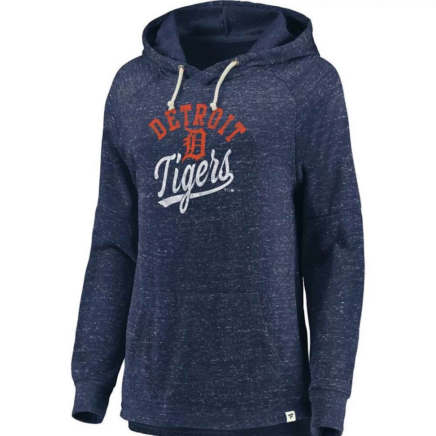 Tops * | Women'S Fanatics Branded Navy Detroit Tigers Faded Script Raglan Pullover Hoodie