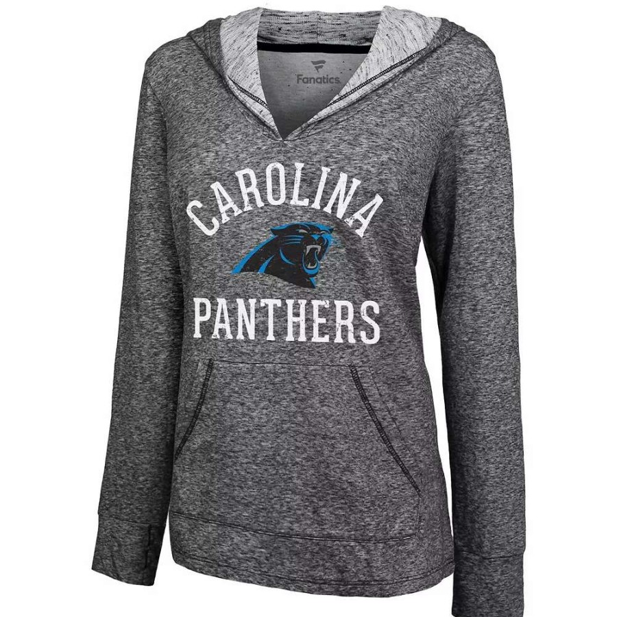 Tops * | Women'S Fanatics Branded Black Carolina Panthers Doubleface Slub Pullover Hoodie