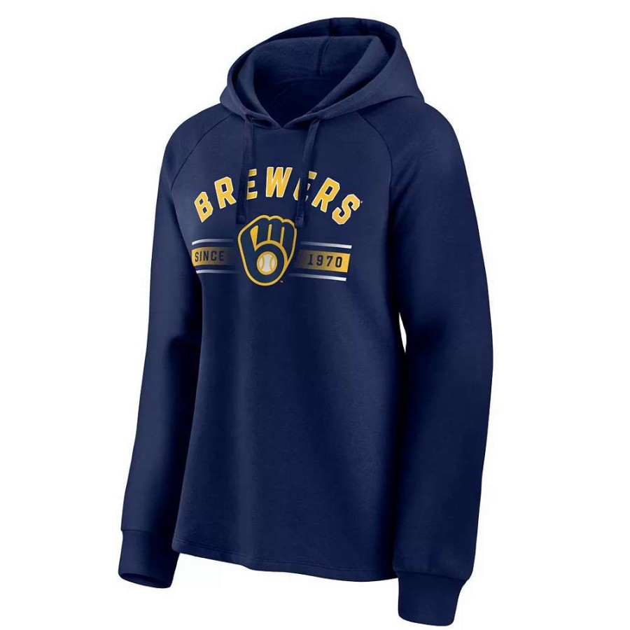 Tops * | Women'S Fanatics Branded Navy Milwaukee Brewers Perfect Play Raglan Pullover Hoodie