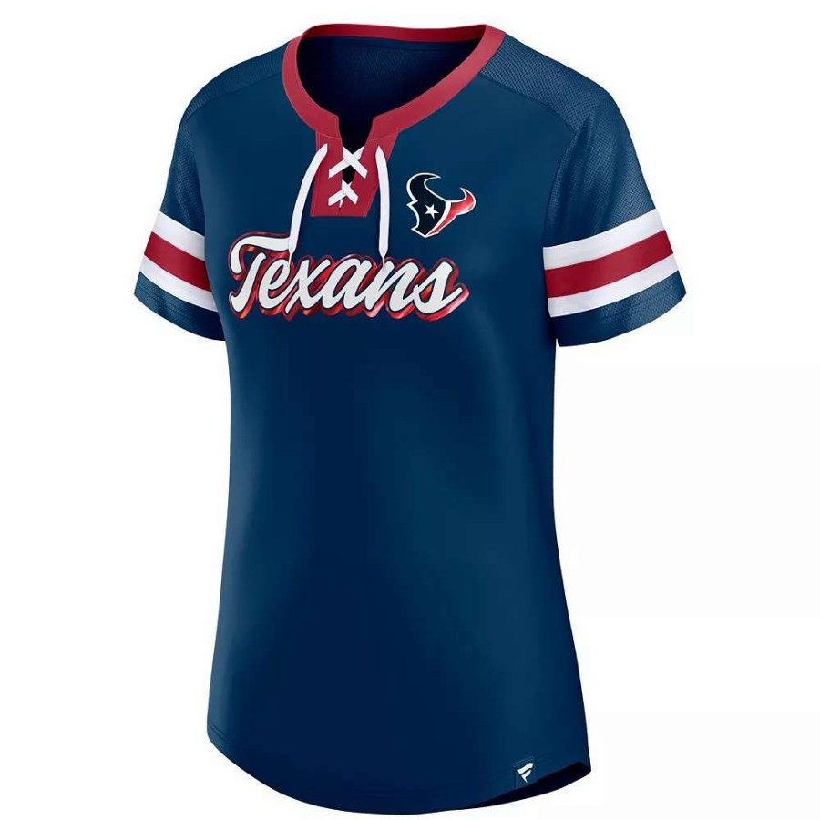 Tops * | Women'S Fanatics Branded Navy Houston Texans Original State Lace-Up T-Shirt