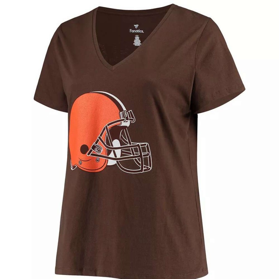 Tops * | Women'S Fanatics Branded Nick Chubb Brown Cleveland Browns Plus Size Name & Number V-Neck T-Shirt