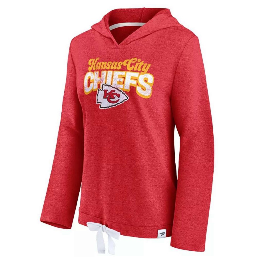 Tops * | Women'S Fanatics Branded Heathered Red Kansas City Chiefs First Team Flowy Pullover Hoodie