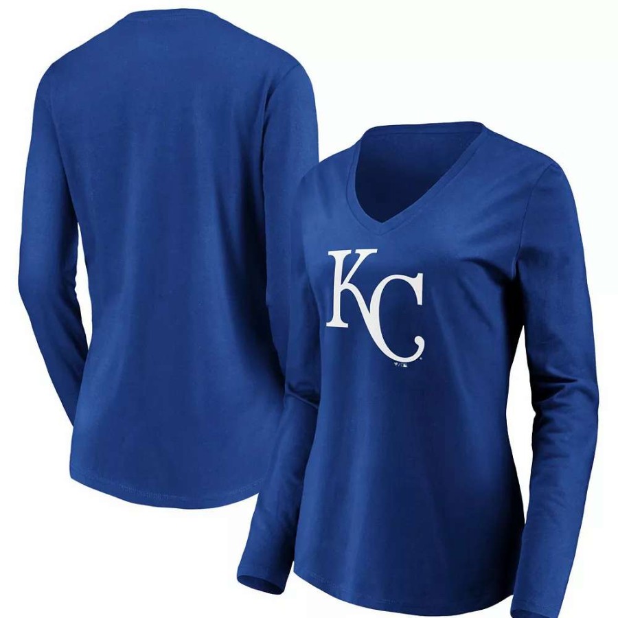 Tops * | Women'S Fanatics Branded Royal Kansas City Royals Official Logo Long Sleeve V-Neck T-Shirt