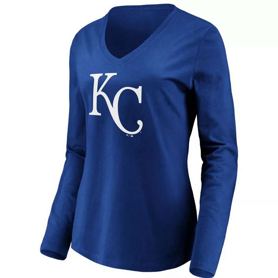 Tops * | Women'S Fanatics Branded Royal Kansas City Royals Official Logo Long Sleeve V-Neck T-Shirt