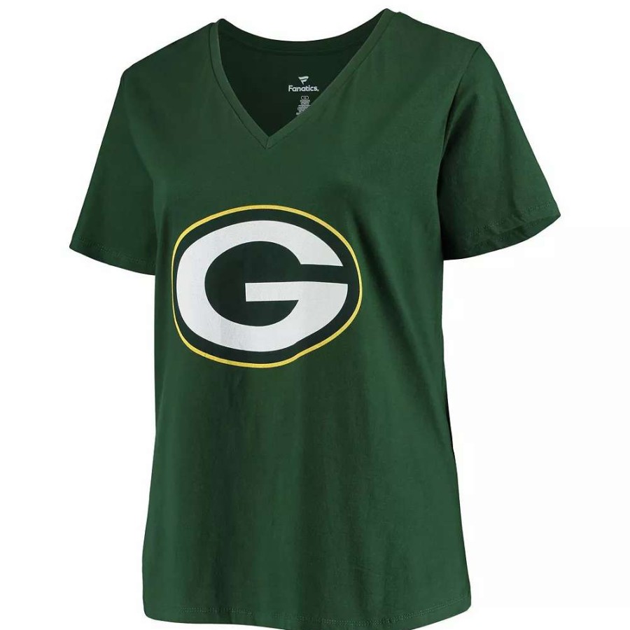 Tops * | Women'S Fanatics Branded Aaron Rodgers Green Green Bay Packers Plus Size Name & Number V-Neck T-Shirt