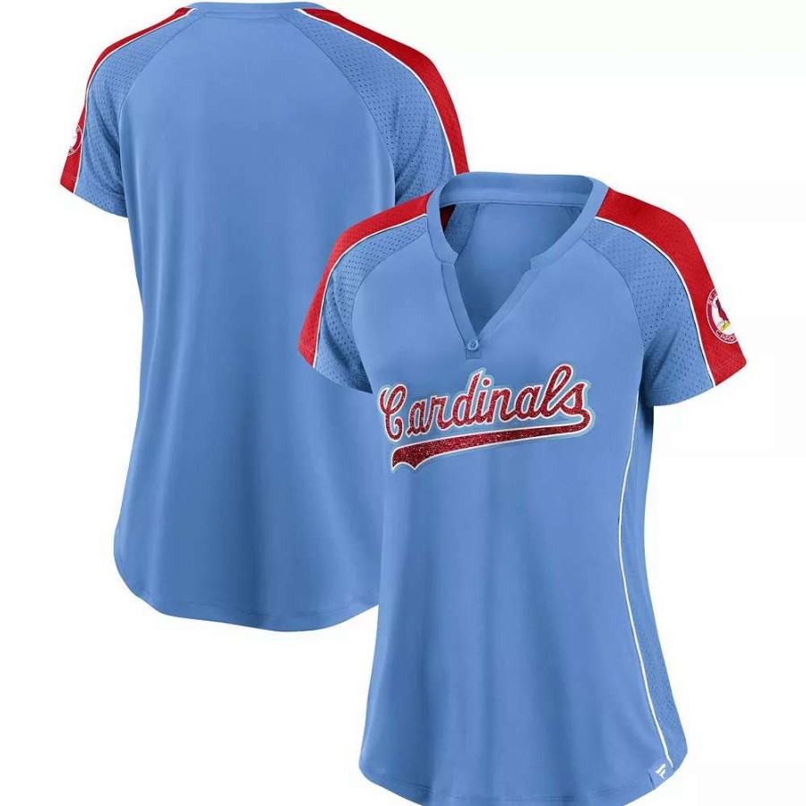 Tops * | Women'S Fanatics Branded Royal/Red St. Louis Cardinals True Classic League Diva Pinstripe Raglan V-Neck T-Shirt