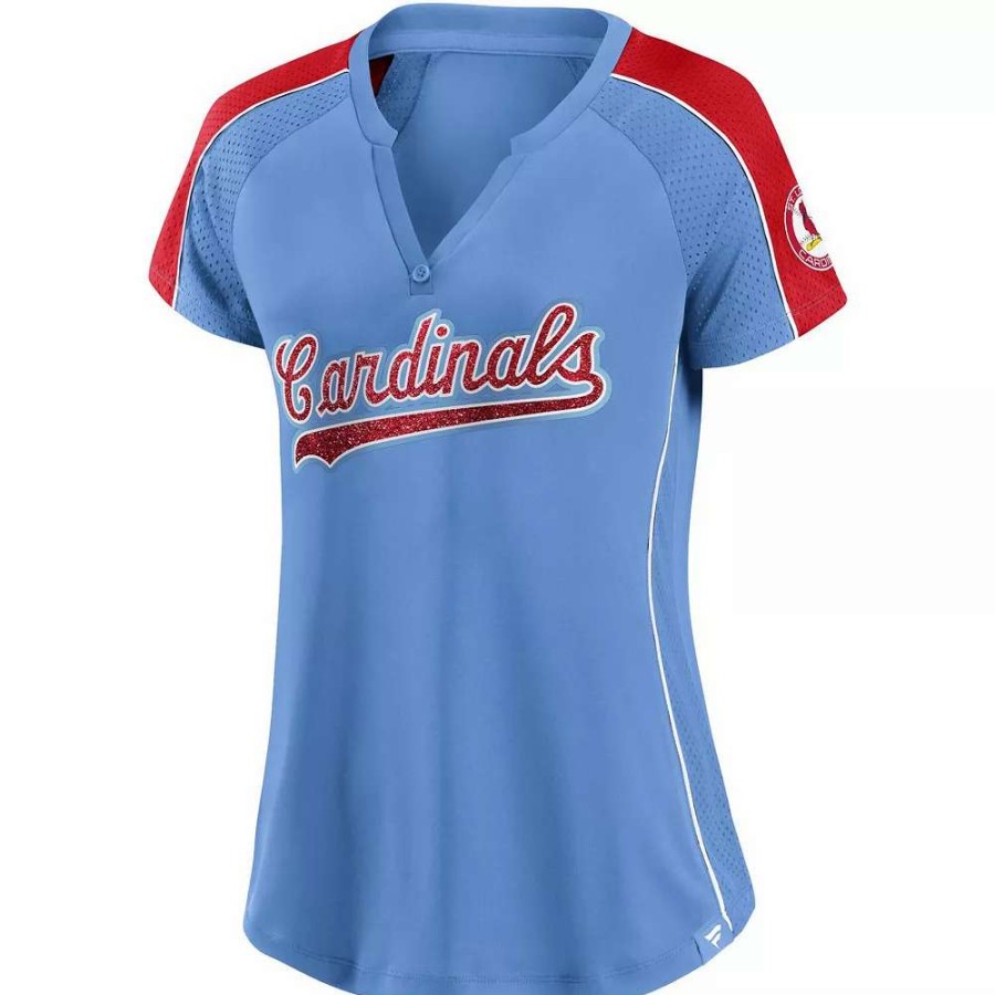 Tops * | Women'S Fanatics Branded Royal/Red St. Louis Cardinals True Classic League Diva Pinstripe Raglan V-Neck T-Shirt