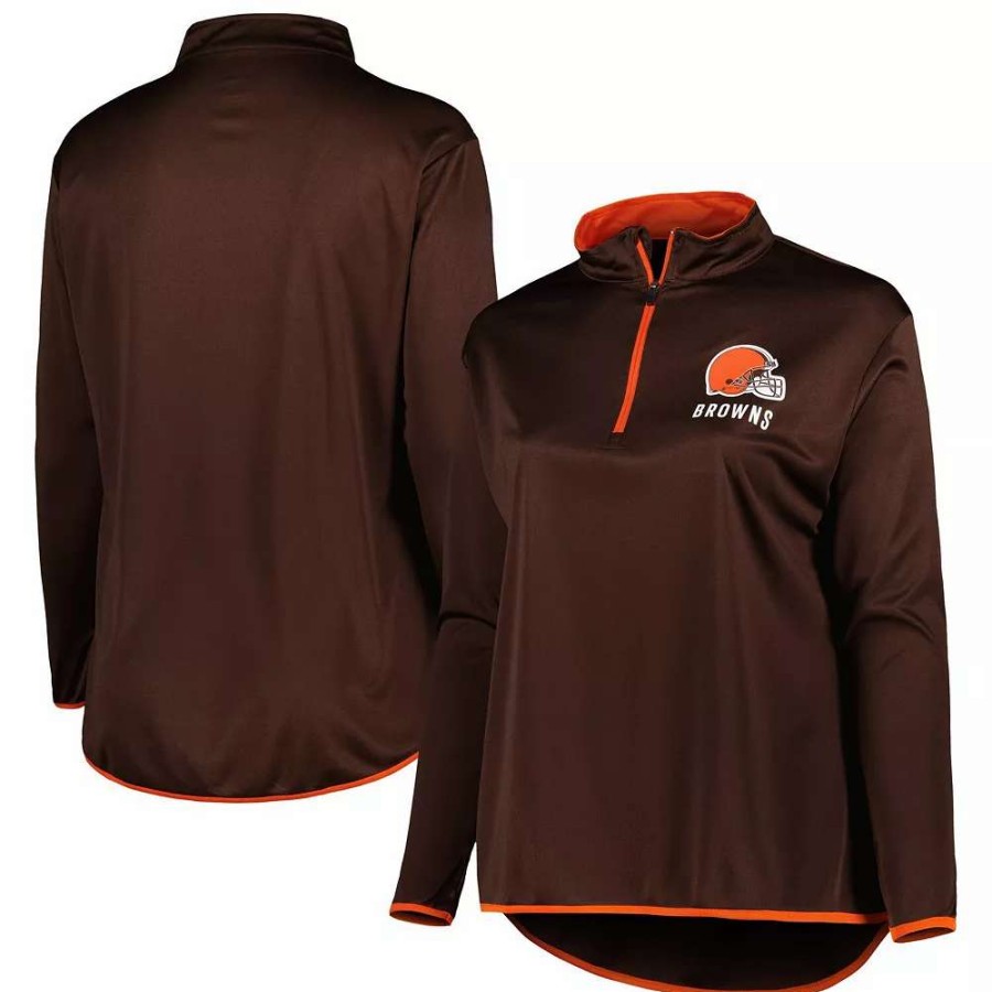 Tops * | Women'S Fanatics Branded Brown Cleveland Browns Plus Size Worth The Drive Quarter-Zip Top