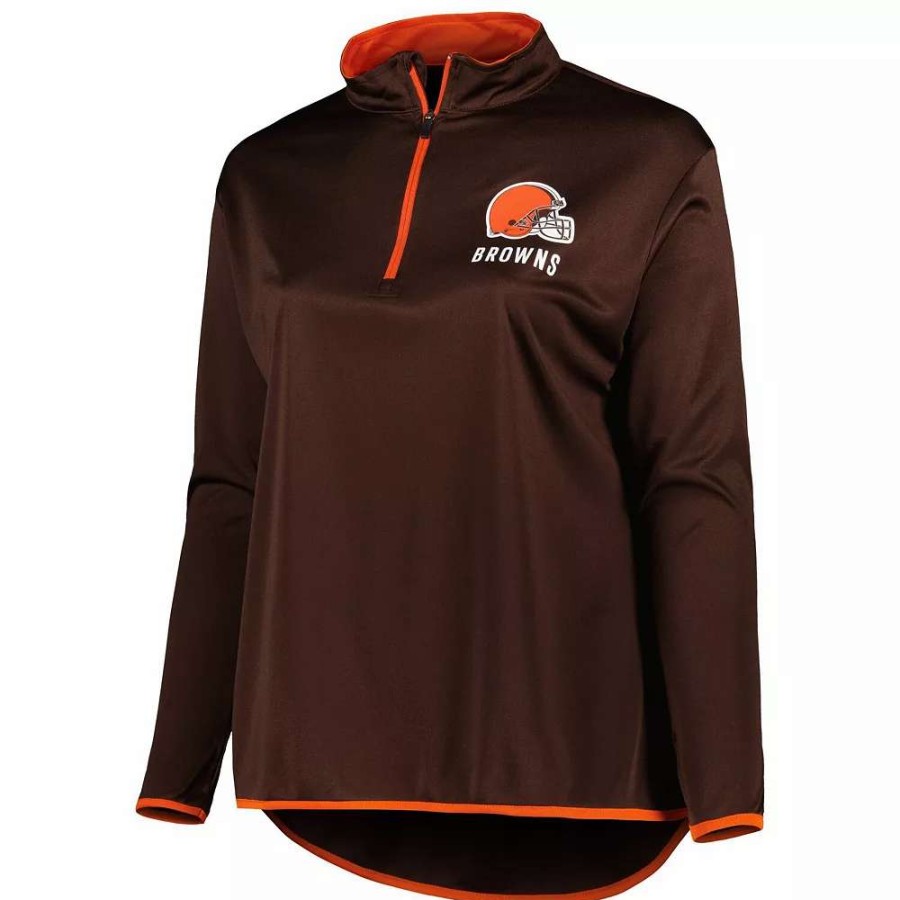 Tops * | Women'S Fanatics Branded Brown Cleveland Browns Plus Size Worth The Drive Quarter-Zip Top