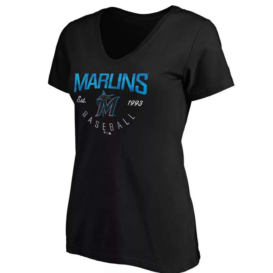 Tops * | Women'S Fanatics Branded Black Miami Marlins Live For It V-Neck T-Shirt