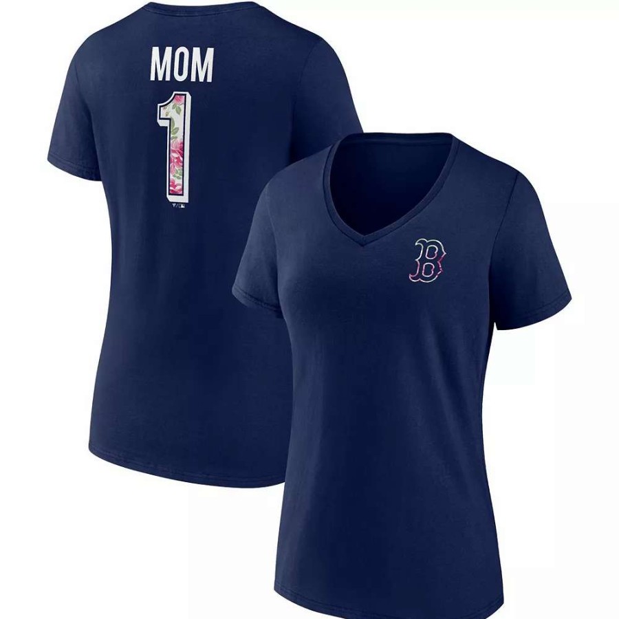 Tops * | Women'S Fanatics Branded Navy Boston Red Sox Team Mother'S Day V-Neck T-Shirt