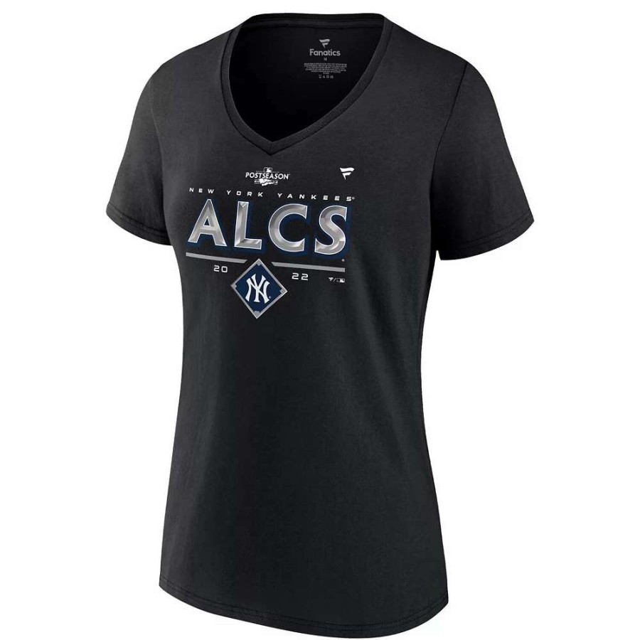 Tops * | Women'S Fanatics Branded Black New York Yankees 2022 Division Series Winner Locker Room V-Neck T-Shirt