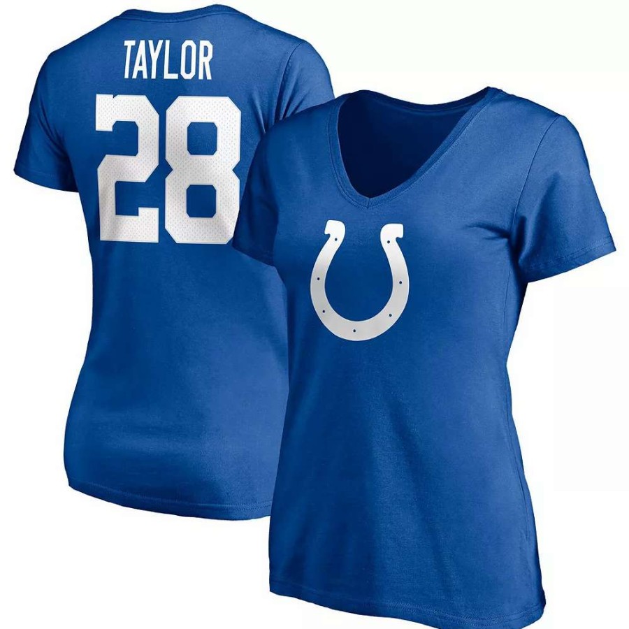 Tops * | Women'S Fanatics Branded Jonathan Taylor Royal Indianapolis Colts Player Icon Name & Number V-Neck T-Shirt