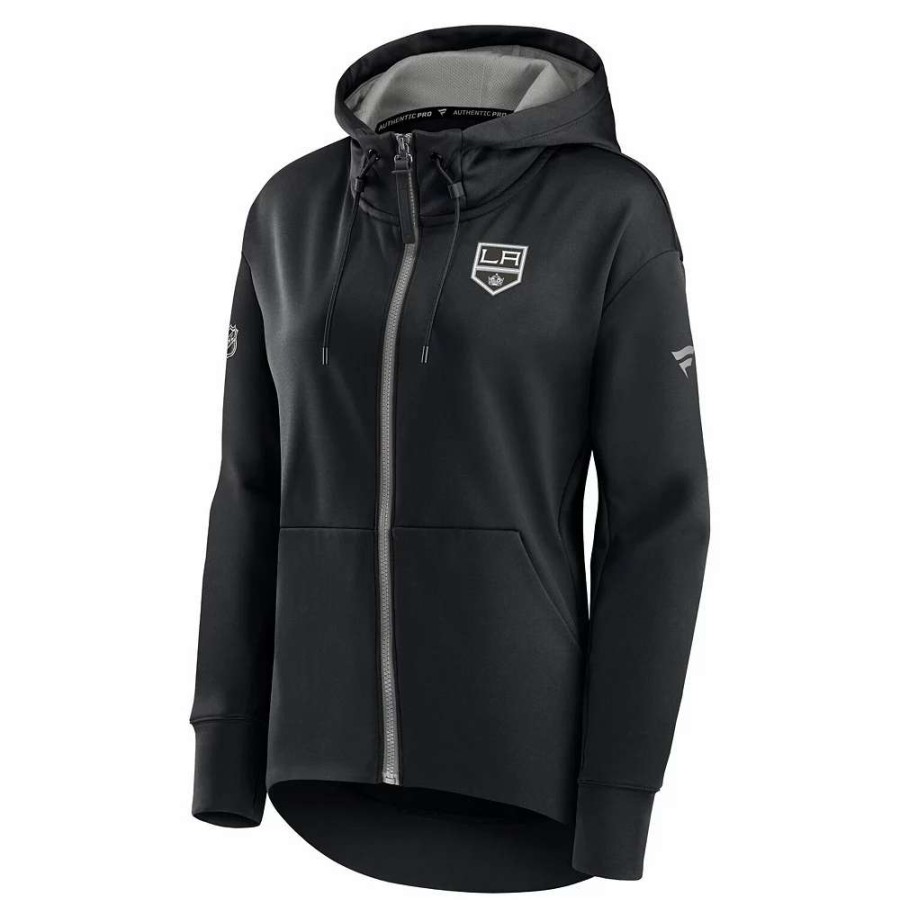 Tops * | Women'S Fanatics Branded Black Los Angeles Kings Authentic Pro Rink Full-Zip Hoodie