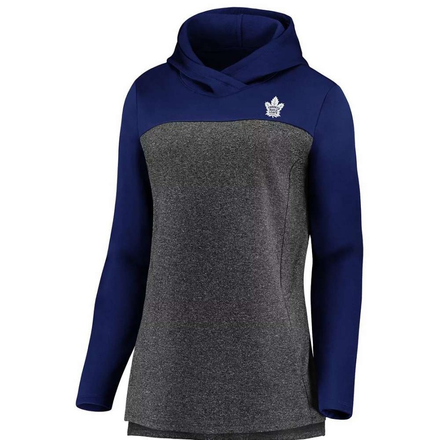 Tops * | Women'S Fanatics Branded Heathered Charcoal/Blue Toronto Maple Leafs Chiller Fleece Pullover Hoodie