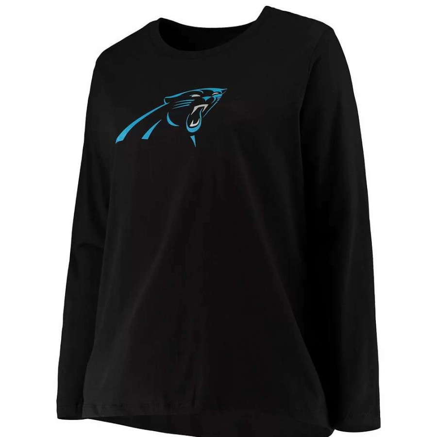 Tops * | Women'S Fanatics Branded Black Carolina Panthers Plus Size Primary Logo Long Sleeve T-Shirt