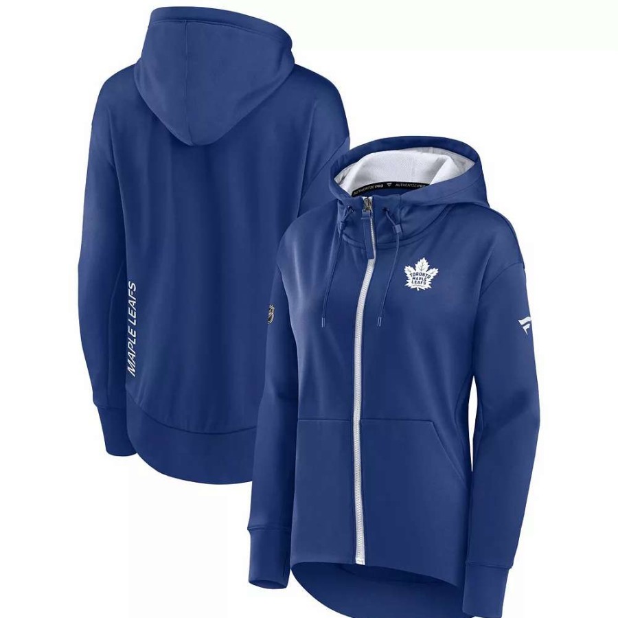 Tops * | Women'S Fanatics Branded Blue Toronto Maple Leafs Authentic Pro Rink Full-Zip Hoodie