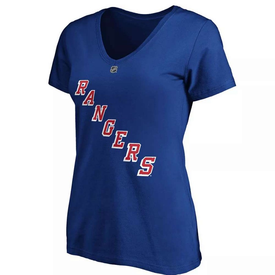 Tops * | Women'S Fanatics Branded Kaapo Kakko Blue New York Rangers Authentic Stack Name & Number V-Neck T-Shirt