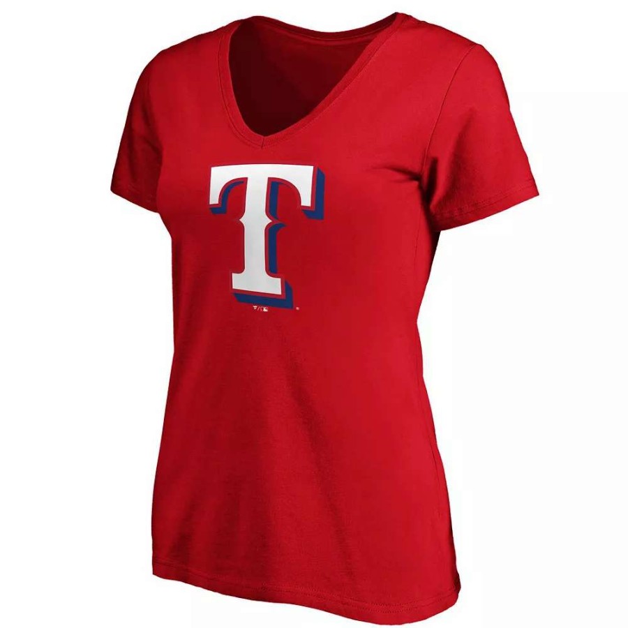 Tops * | Women'S Fanatics Branded Red Texas Rangers Core Official Logo V-Neck T-Shirt