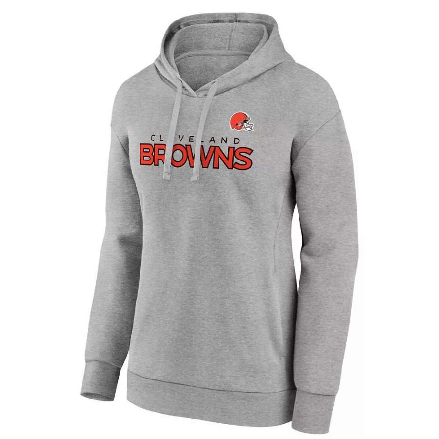 Tops * | Women'S Fanatics Branded Heathered Gray Cleveland Browns Checklist Crossover V-Neck Pullover Hoodie