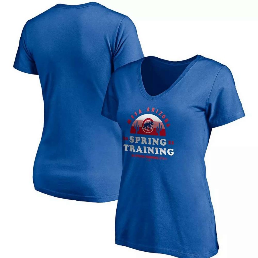 Tops * | Women'S Fanatics Branded Royal Chicago Cubs 2021 Spring Training Upper Deck V-Neck T-Shirt