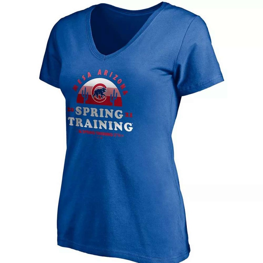 Tops * | Women'S Fanatics Branded Royal Chicago Cubs 2021 Spring Training Upper Deck V-Neck T-Shirt