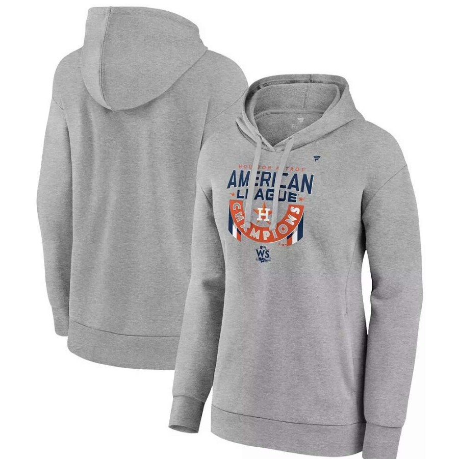 Tops * | Women'S Fanatics Branded Heather Gray Houston Astros 2022 American League Champions Locker Room Pullover Hoodie