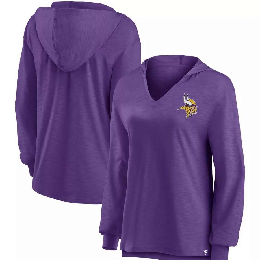 Tops * | Women'S Fanatics Branded Purple Minnesota Vikings Jumper V-Neck Pullover Hoodie