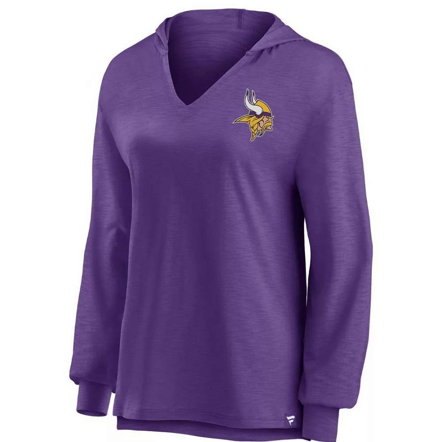 Tops * | Women'S Fanatics Branded Purple Minnesota Vikings Jumper V-Neck Pullover Hoodie