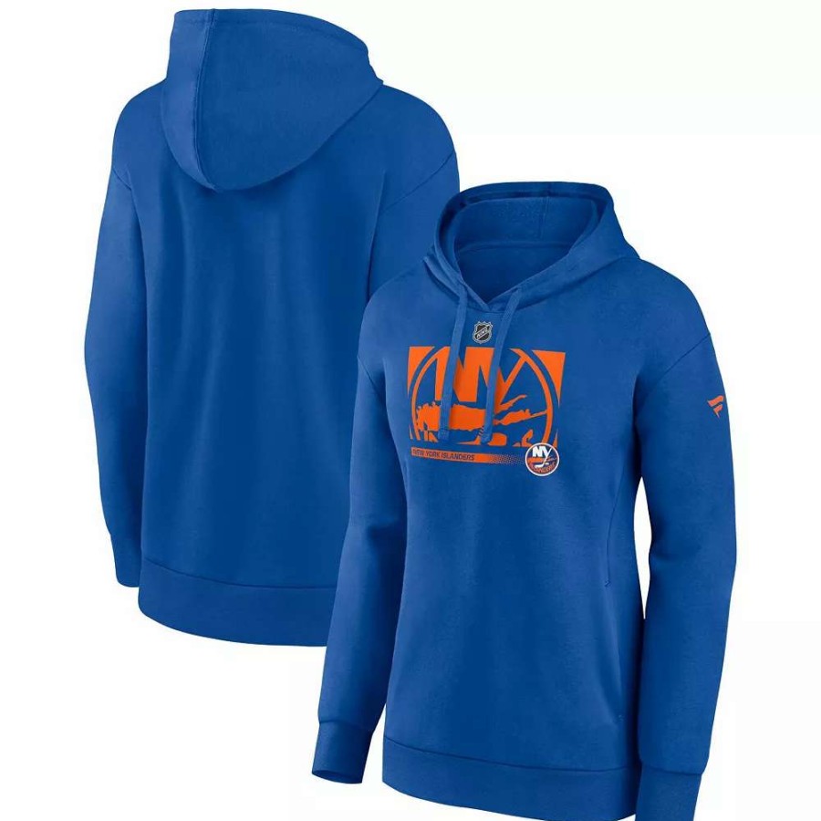 Tops * | Women'S Fanatics Branded Royal New York Islanders Authentic Pro Core Collection Secondary Logo V-Neck Pullover Hoodie