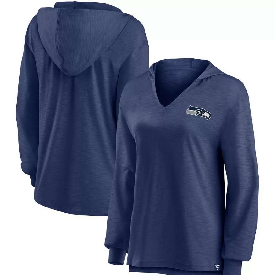 Tops * | Women'S Fanatics Branded College Navy Seattle Seahawks Jumper V-Neck Pullover Hoodie