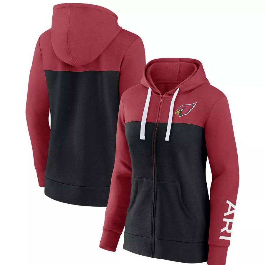 Tops * | Women'S Fanatics Branded Cardinal/Black Arizona Cardinals Take The Field Color Block Full-Zip Hoodie