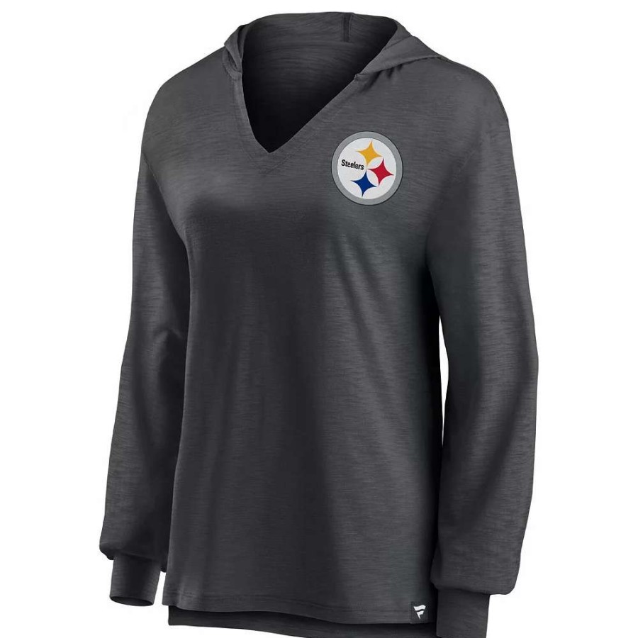 Tops * | Women'S Fanatics Branded Black Pittsburgh Steelers Jumper V-Neck Pullover Hoodie