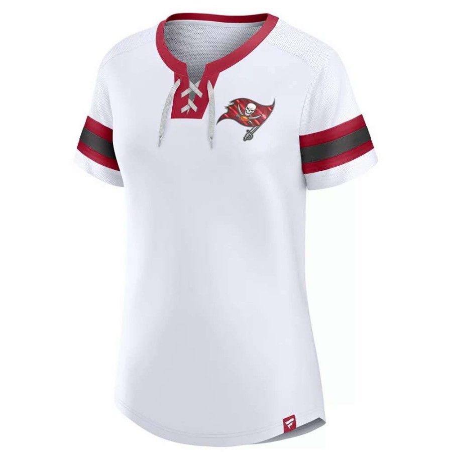 Tops * | Women'S Fanatics Branded White Tampa Bay Buccaneers Sunday Best Lace-Up T-Shirt