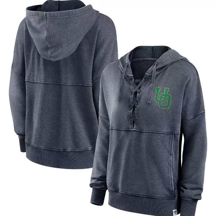 Tops * | Women'S Fanatics Branded Heathered Charcoal Oregon Ducks Overall Speed Lace-Up Pullover Hoodie