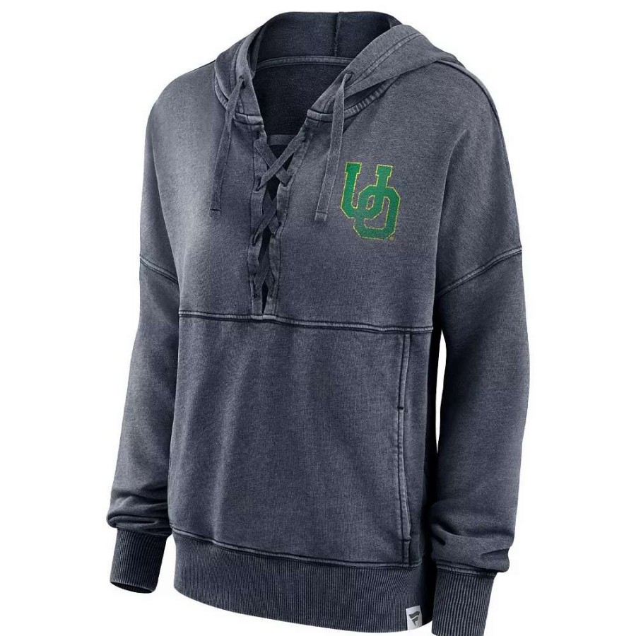 Tops * | Women'S Fanatics Branded Heathered Charcoal Oregon Ducks Overall Speed Lace-Up Pullover Hoodie