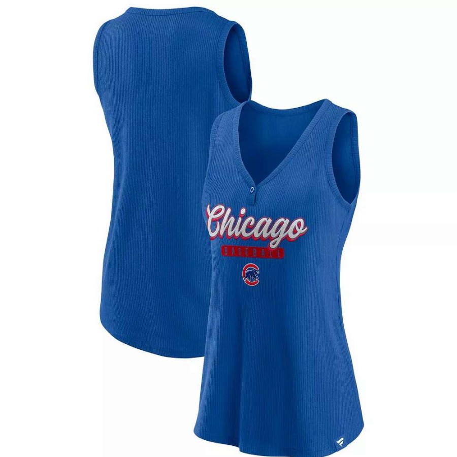 Tops * | Women'S Fanatics Branded Royal Chicago Cubs Iconic V-Neck Tank Top